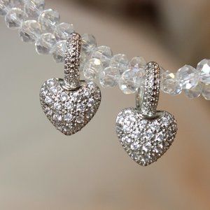 New Simulated Diamond 💎 Sterling Silver Heart Huggie Hoop Earrings